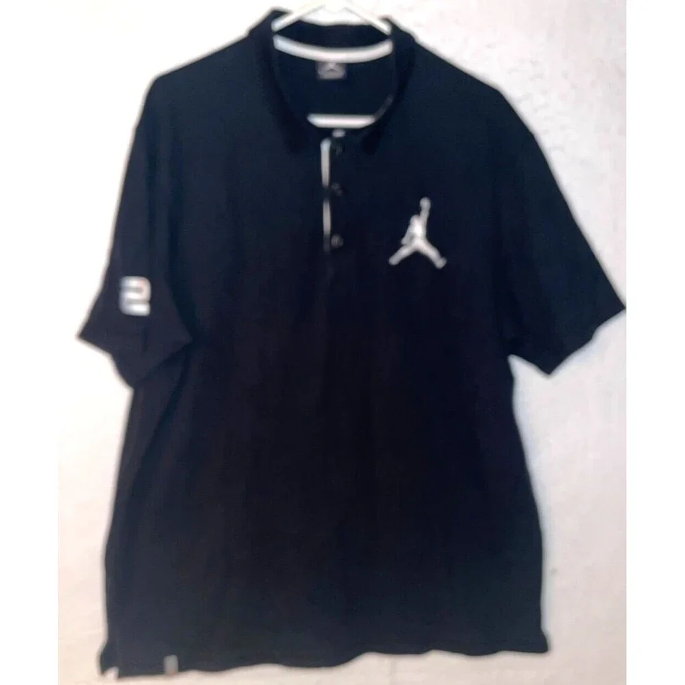 Nike Air Jordan Polo Shirt Mens Black Jumpman XXL 100% Cotton 23 embroidered